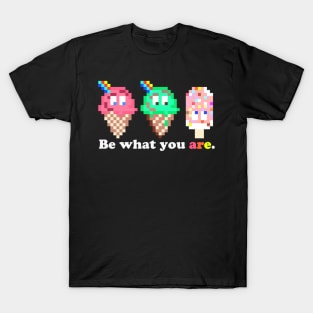 Be What You Are Ice Cream Popsicle Pixel Art T-Shirt